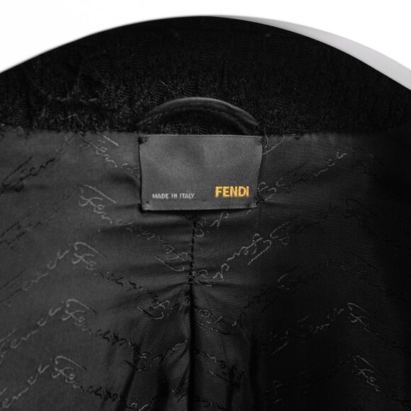 Fendi Vintage Shawl Collar Blazer in Black Textured Wool - Picture 8 of 10